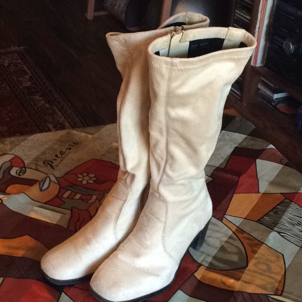 George Micro Suede Block Heel Tall Stone Boots